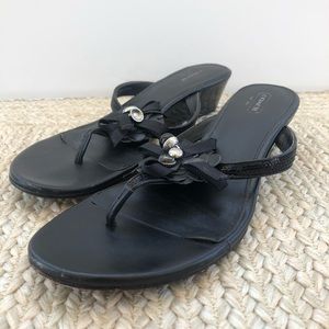 Coach Black Wedge Sandals